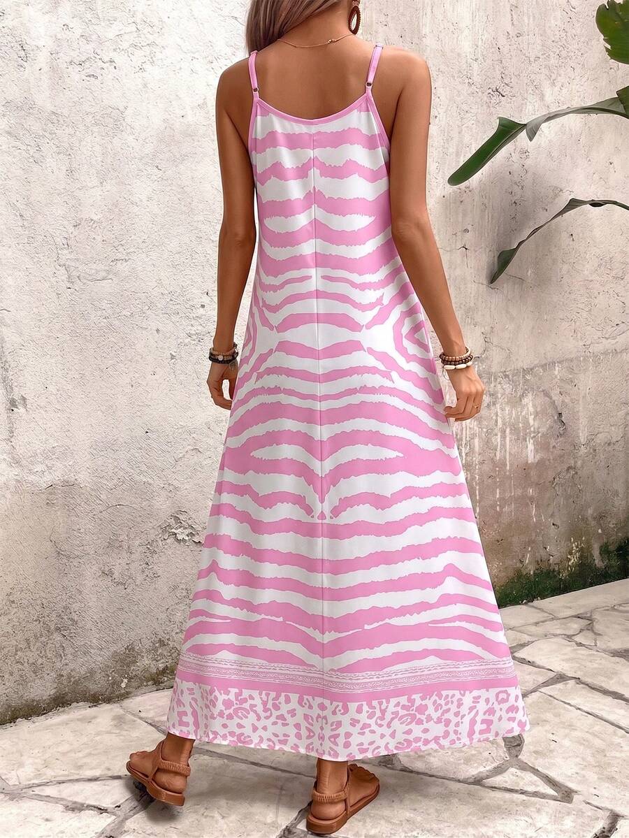 Vestido Longo Estampa de Onça Costa Serena com Alças Finas — fotografia 155 | Mar & Pérola