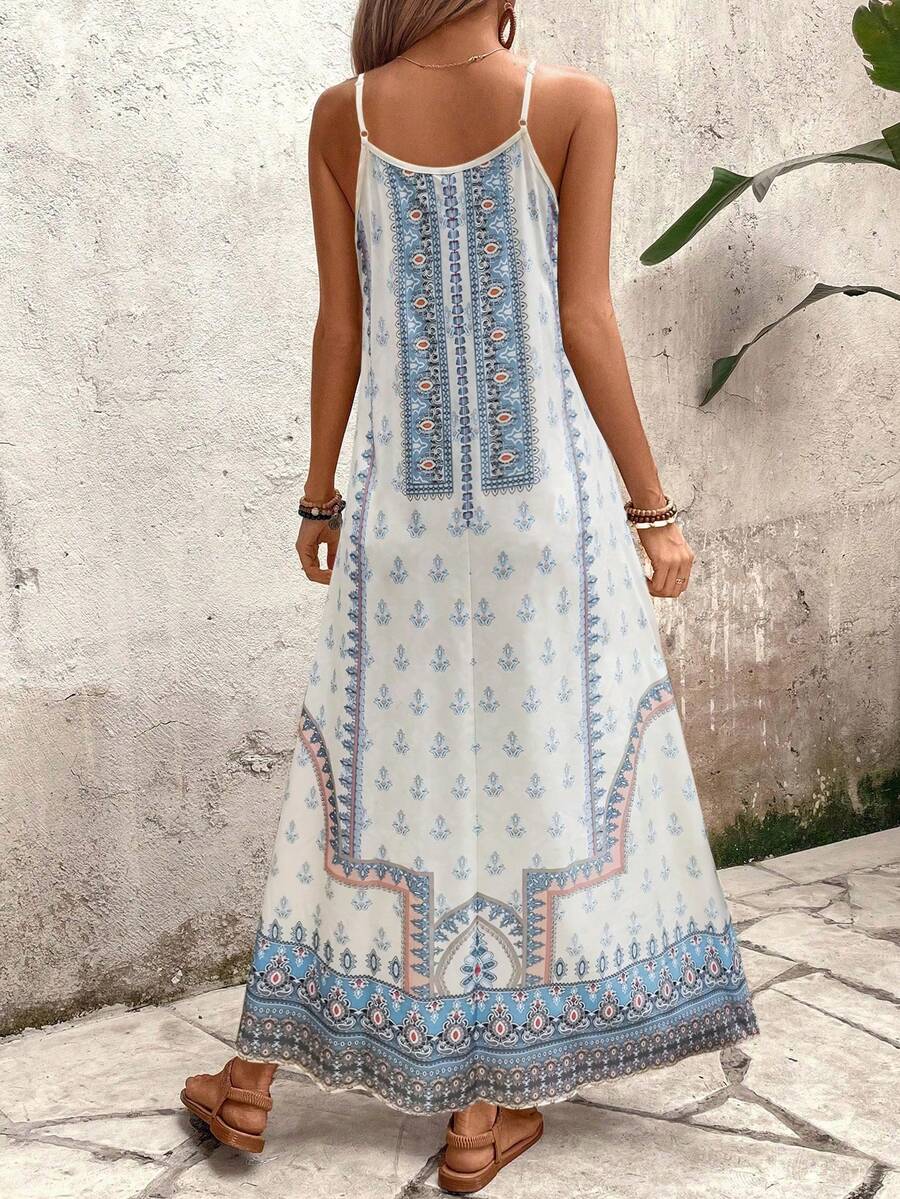 Vestido Longo Estampa de Onça Costa Serena com Alças Finas — fotografia 162 | Mar & Pérola