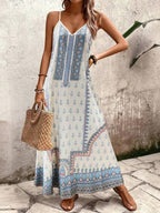 Vestido Longo Estampa de Onça Costa Serena com Alças Finas — fotografia 163 | Mar & Pérola