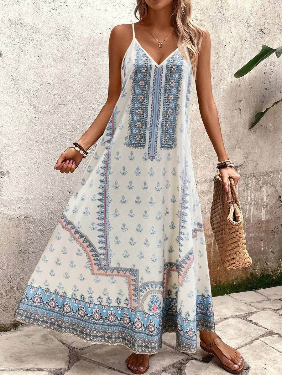 Vestido Longo Estampa de Onça Costa Serena com Alças Finas — fotografia 165 | Mar & Pérola