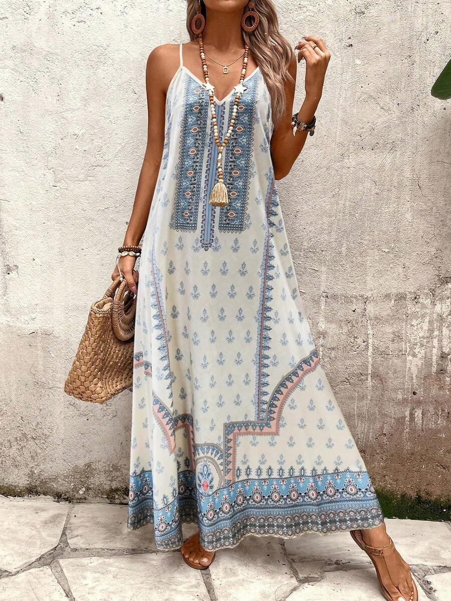 Vestido Longo Estampa de Onça Costa Serena com Alças Finas — fotografia 166 | Mar & Pérola