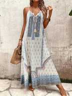 Vestido Longo Estampa de Onça Costa Serena com Alças Finas — fotografia 166 | Mar & Pérola