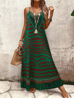 Vestido Longo Estampa de Onça Costa Serena com Alças Finas — fotografia 173 | Mar & Pérola