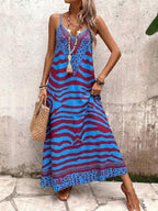 Vestido Longo Estampa de Onça Costa Serena com Alças Finas — fotografia 178 | Mar & Pérola