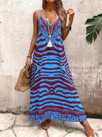 Vestido Longo Estampa de Onça Costa Serena com Alças Finas — fotografia 180 | Mar & Pérola