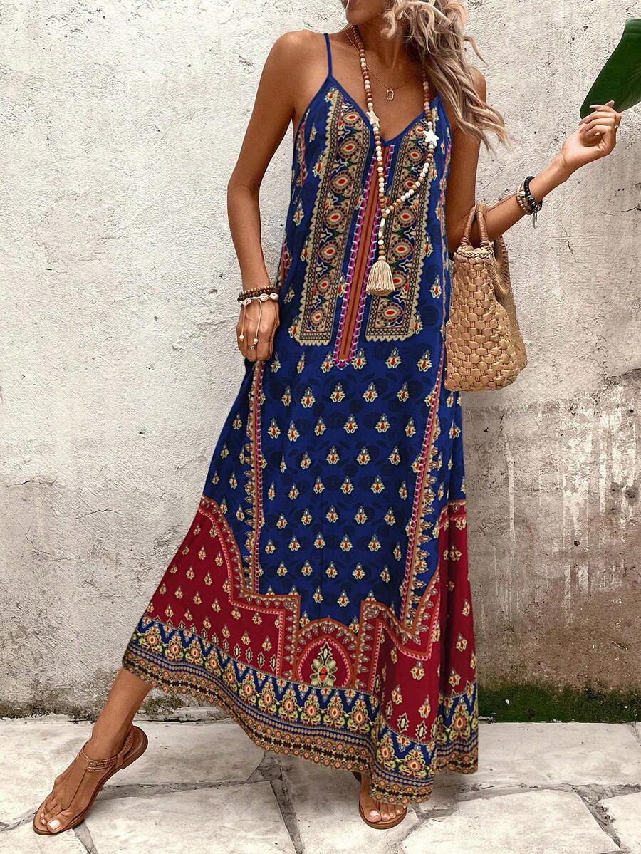 Vestido Longo Estampa de Onça Costa Serena com Alças Finas — fotografia 182 | Mar & Pérola