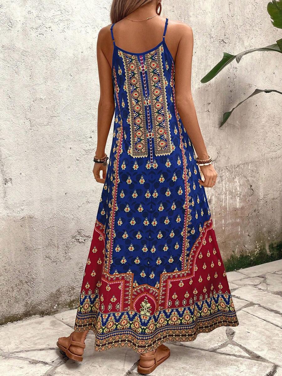 Vestido Longo Estampa de Onça Costa Serena com Alças Finas — fotografia 183 | Mar & Pérola