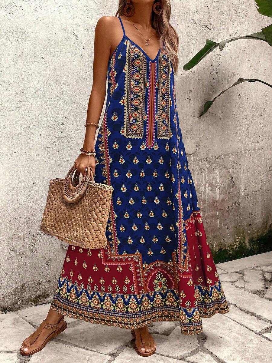 Vestido Longo Estampa de Onça Costa Serena com Alças Finas — fotografia 185 | Mar & Pérola