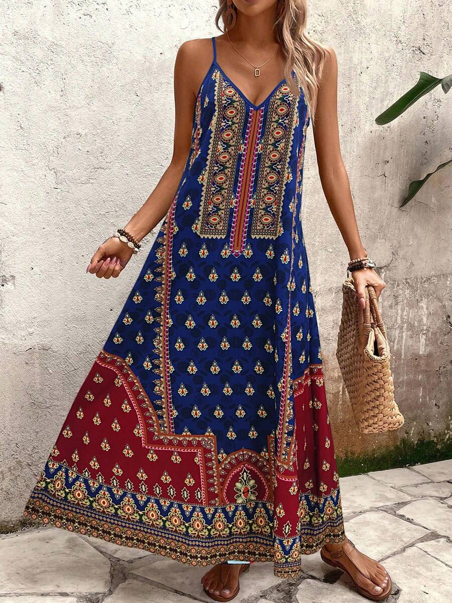 Vestido Longo Estampa de Onça Costa Serena com Alças Finas — fotografia 186 | Mar & Pérola