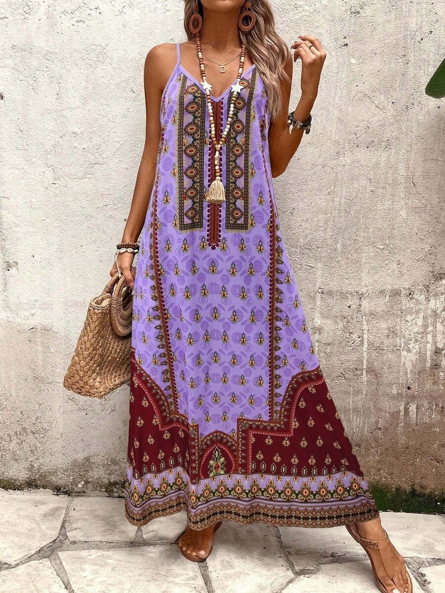 Vestido Longo Estampa de Onça Costa Serena com Alças Finas — fotografia 192 | Mar & Pérola