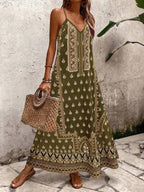 Vestido Longo Estampa de Onça Costa Serena com Alças Finas — fotografia 198 | Mar & Pérola