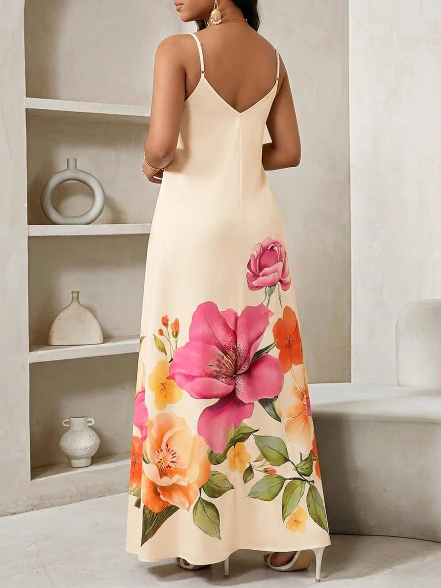 Vestido Longo Floral Decote V Flor de Maré com Aplicação de Rosa 3D — fotografia 55 | Mar & Pérola