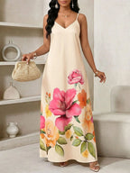 Vestido Longo Floral Decote V Flor de Maré com Aplicação de Rosa 3D — fotografia 56 | Mar & Pérola