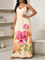 Vestido Longo Floral Decote V Flor de Maré com Aplicação de Rosa 3D — fotografia 58 | Mar & Pérola