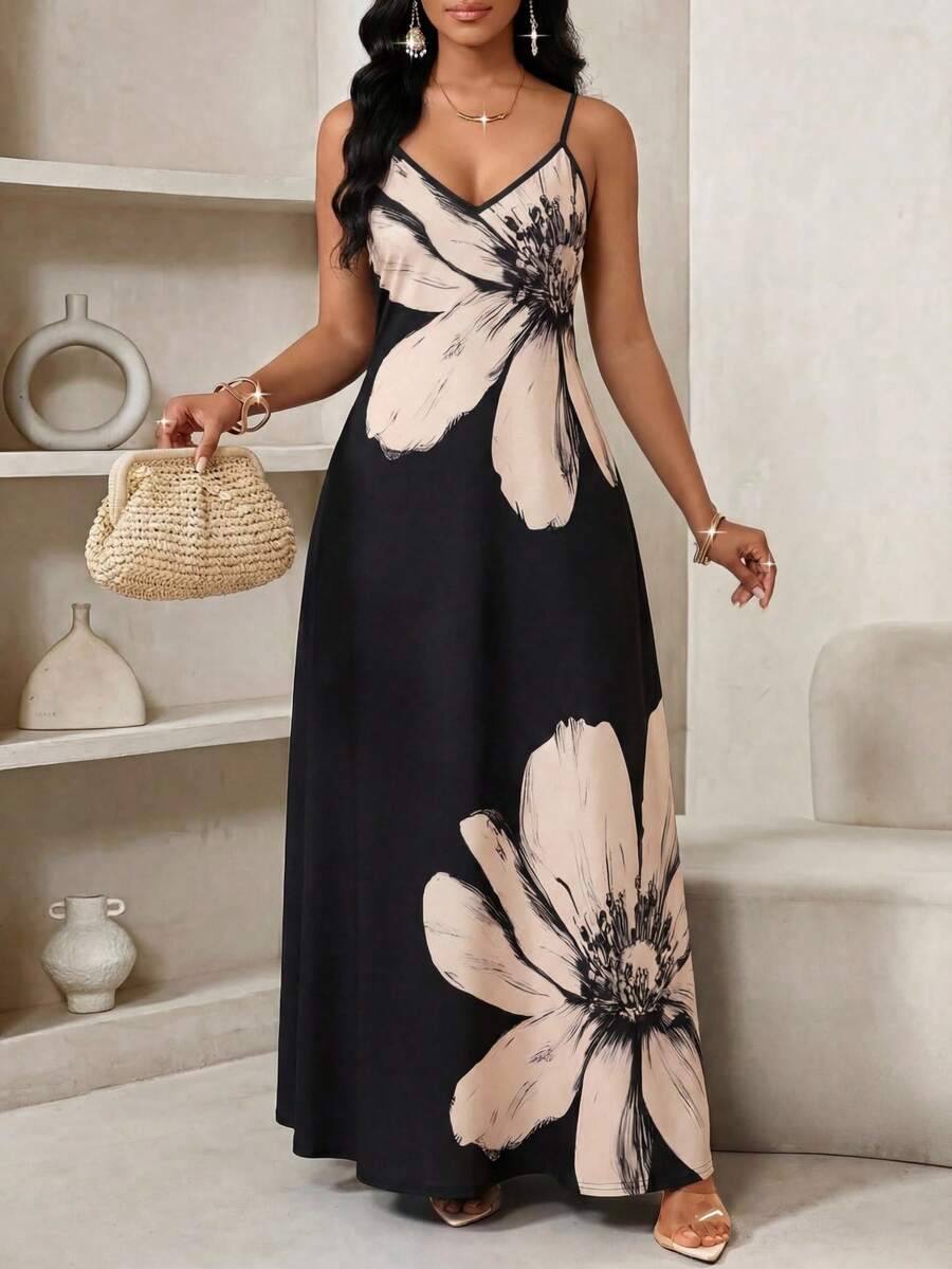 Vestido Longo Floral Decote V Flor de Maré com Aplicação de Rosa 3D — fotografia 59 | Mar & Pérola