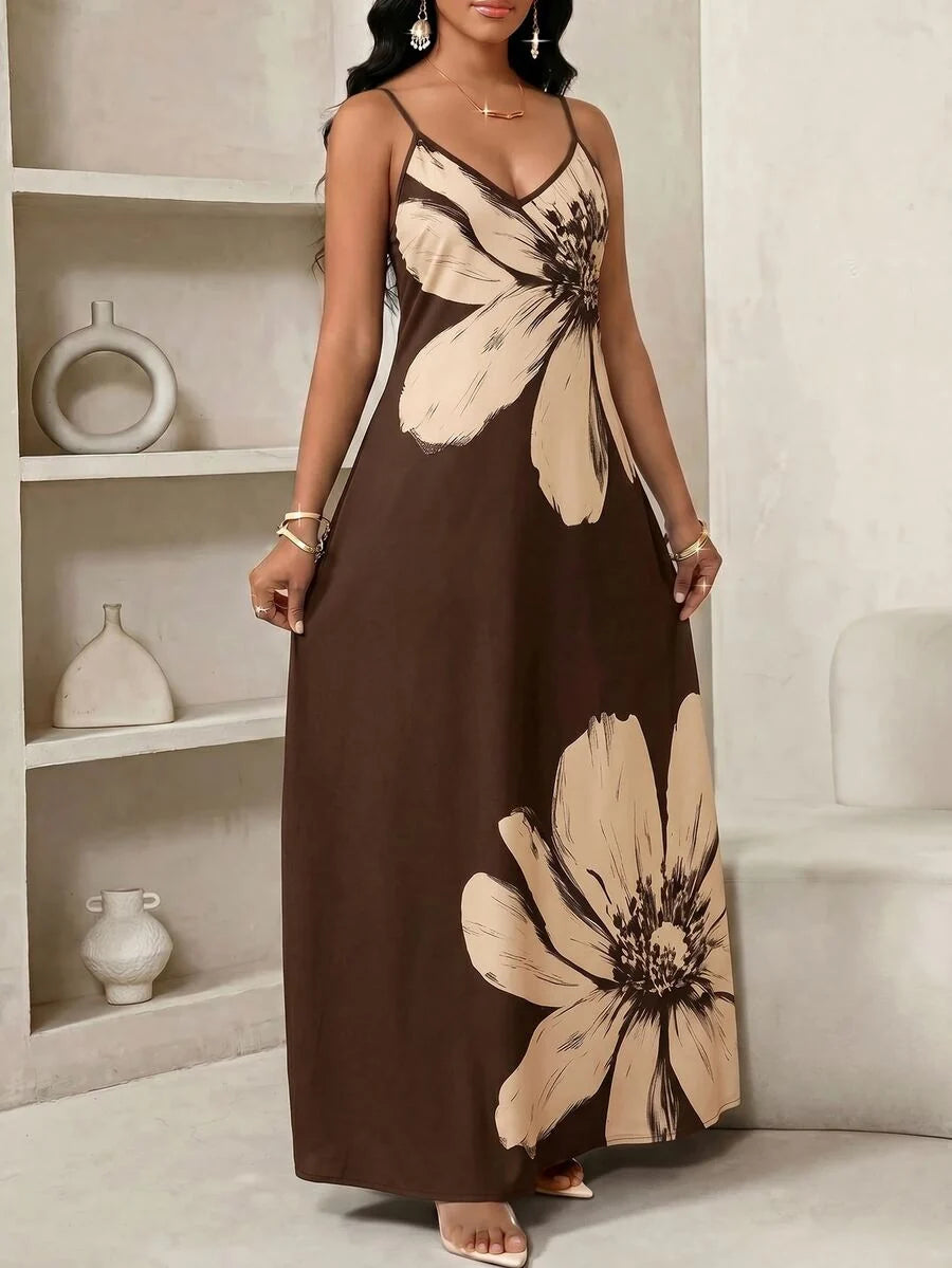 Vestido Longo Floral Decote V Flor de Maré com Aplicação de Rosa 3D — fotografia 99 | Mar & Pérola