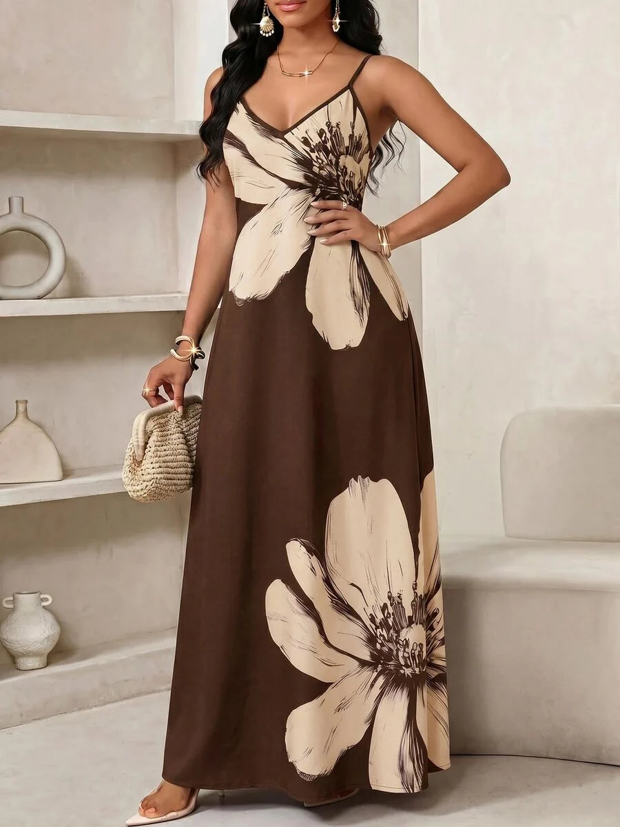 Vestido Longo Floral Decote V Flor de Maré com Aplicação de Rosa 3D — fotografia 101 | Mar & Pérola