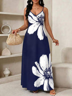 Vestido Longo Floral Decote V Flor de Maré com Aplicação de Rosa 3D — fotografia 102 | Mar & Pérola