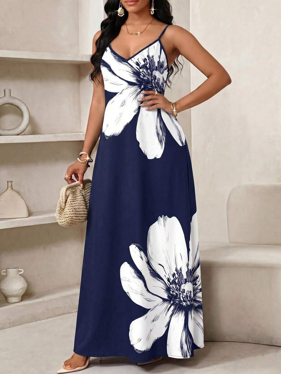 Vestido Longo Floral Decote V Flor de Maré com Aplicação de Rosa 3D — fotografia 106 | Mar & Pérola