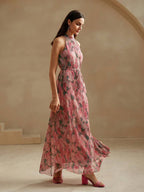 Vestido Longo Floral Halter Flor de Maré com Cinto — fotografia 6 | Mar & Pérola
