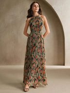 Vestido Longo Floral Halter Flor de Maré com Cinto — fotografia 12 | Mar & Pérola