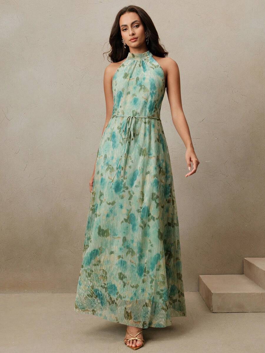 Vestido Longo Floral Halter Flor de Maré com Cinto — fotografia 18 | Mar & Pérola