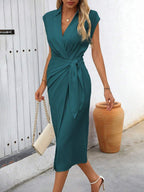 Vestido Longo Maré de Verão com Cintura Torcida e Bainha Franzida — fotografia 38 | Mar & Pérola