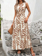 Vestido Longo Poá Enseada com Gola Redonda e Cinto — fotografia 1 | Mar & Pérola