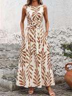 Vestido Longo Poá Enseada com Gola Redonda e Cinto — fotografia 3 | Mar & Pérola