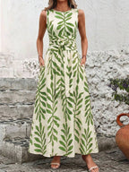 Vestido Longo Poá Enseada com Gola Redonda e Cinto — fotografia 9 | Mar & Pérola