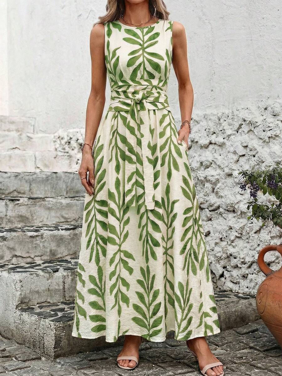Vestido Longo Poá Enseada com Gola Redonda e Cinto — fotografia 10 | Mar & Pérola