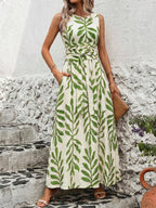 Vestido Longo Poá Enseada com Gola Redonda e Cinto — fotografia 11 | Mar & Pérola