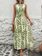 Vestido Longo Poá Enseada com Gola Redonda e Cinto — fotografia 12 | Mar & Pérola