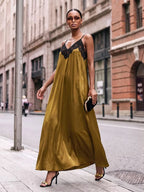 Vestido Longo Solto de Alças Finas Orla Solar com Babado — fotografia 31 | Mar & Pérola