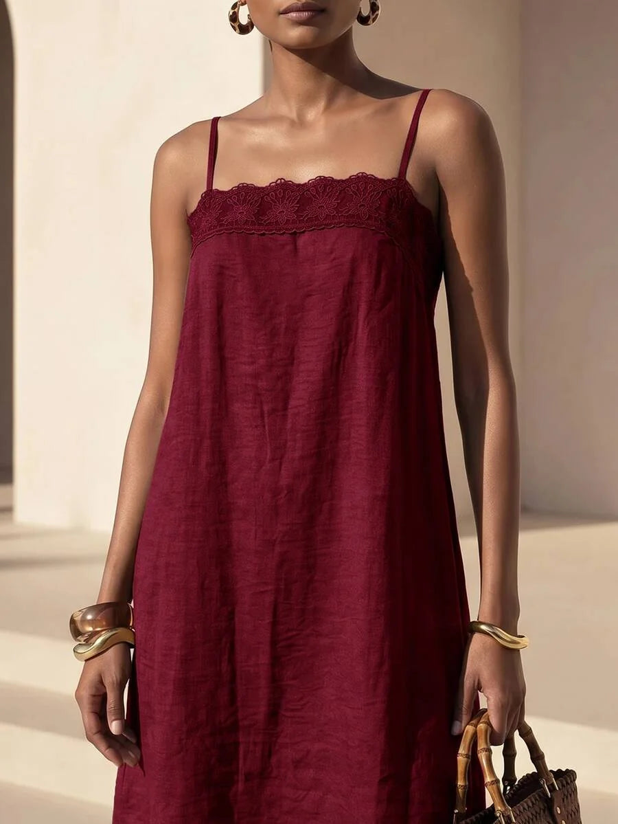 Vestido Longo Solto de Alças Finas Orla Solar com Babado — fotografia 36 | Mar & Pérola