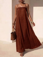 Vestido Longo Solto de Alças Finas Orla Solar com Babado — fotografia 41 | Mar & Pérola