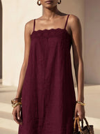 Vestido Longo Solto de Alças Finas Orla Solar com Babado — fotografia 50 | Mar & Pérola