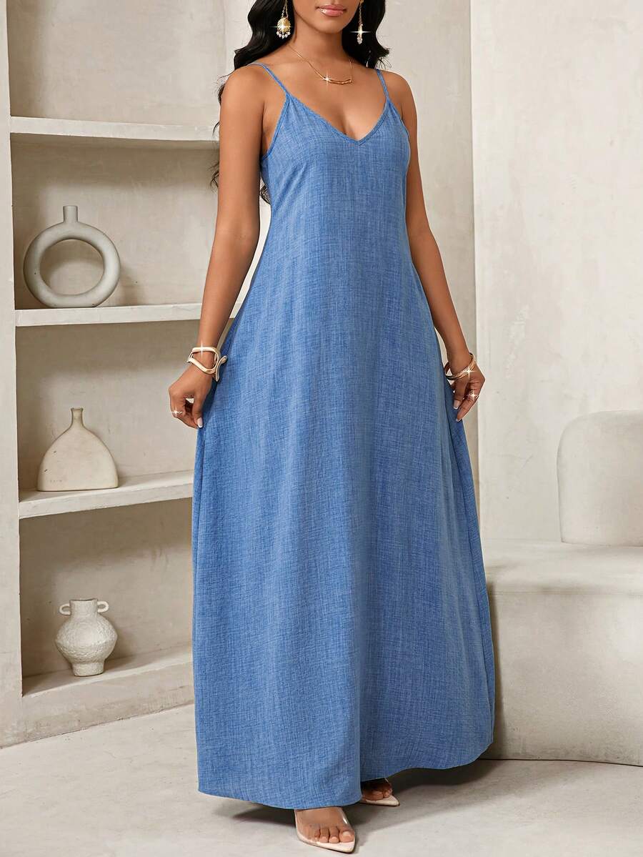 Vestido Maxi Boho de Alças Brisa Boho com Costas Abertas e Bolsos — fotografia 5 | Mar & Pérola