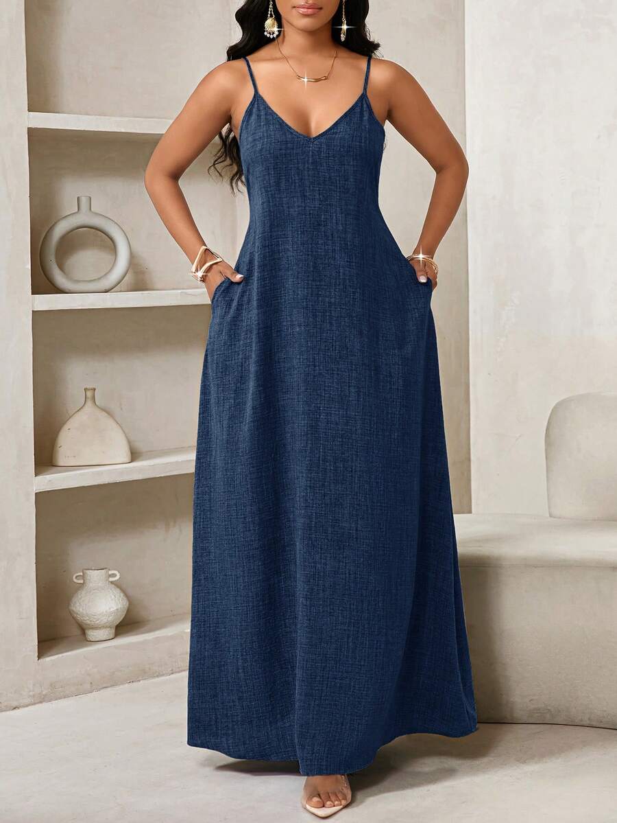 Vestido Maxi Boho de Alças Brisa Boho com Costas Abertas e Bolsos — fotografia 18 | Mar & Pérola