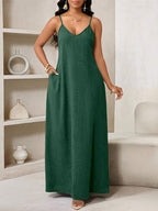 Vestido Maxi Boho de Alças Brisa Boho com Costas Abertas e Bolsos — fotografia 35 | Mar & Pérola
