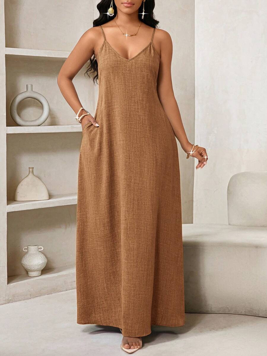 Vestido Maxi Boho de Alças Brisa Boho com Costas Abertas e Bolsos — fotografia 43 | Mar & Pérola
