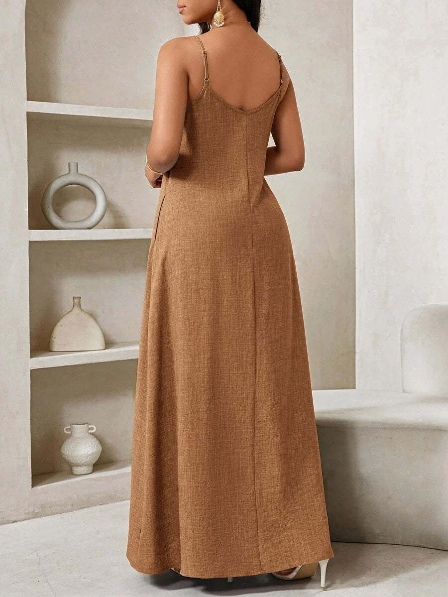 Vestido Maxi Boho de Alças Brisa Boho com Costas Abertas e Bolsos — fotografia 44 | Mar & Pérola