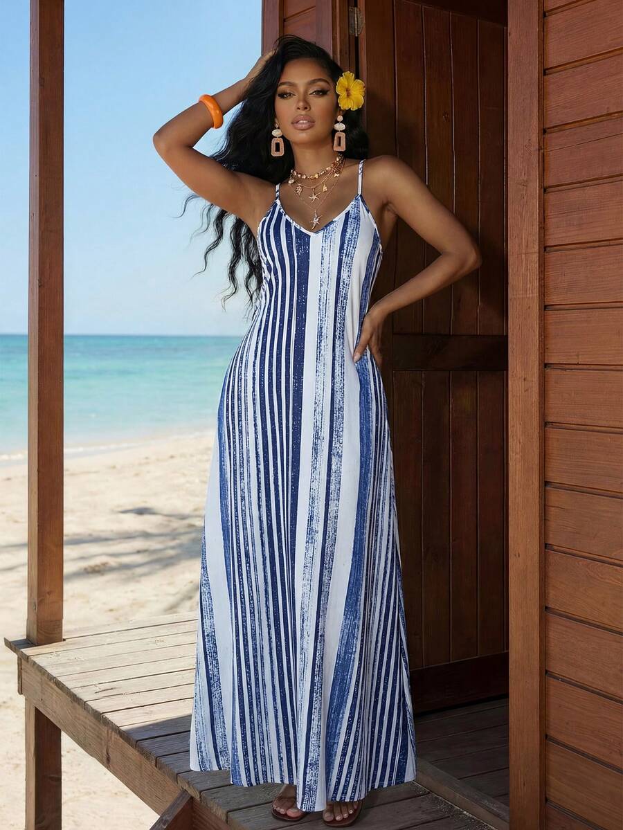 Vestido Maxi Boho de Alças Brisa Boho com Costas Abertas e Bolsos — fotografia 63 | Mar & Pérola