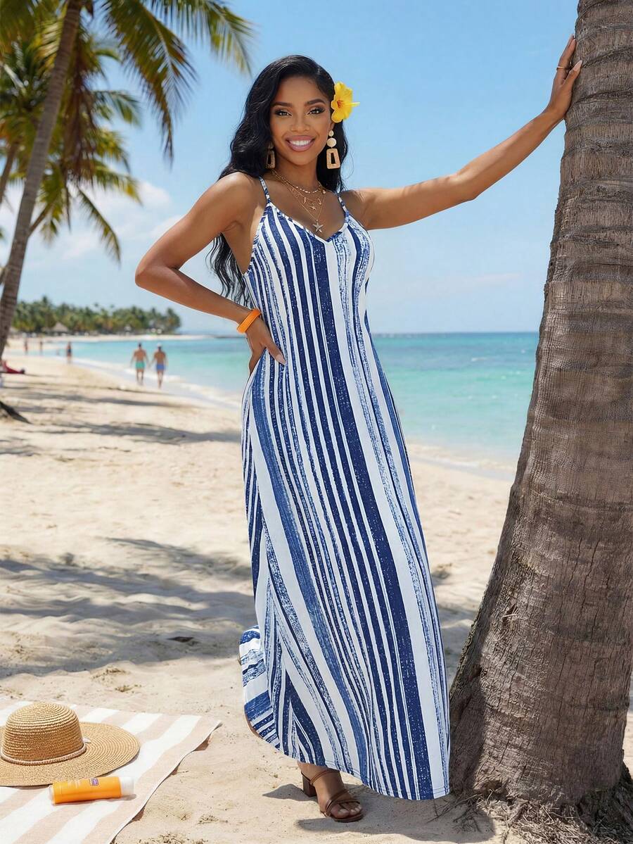 Vestido Maxi Boho de Alças Brisa Boho com Costas Abertas e Bolsos — fotografia 68 | Mar & Pérola