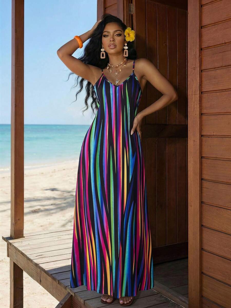 Vestido Maxi Boho de Alças Brisa Boho com Costas Abertas e Bolsos — fotografia 75 | Mar & Pérola