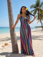 Vestido Maxi Boho de Alças Brisa Boho com Costas Abertas e Bolsos — fotografia 79 | Mar & Pérola