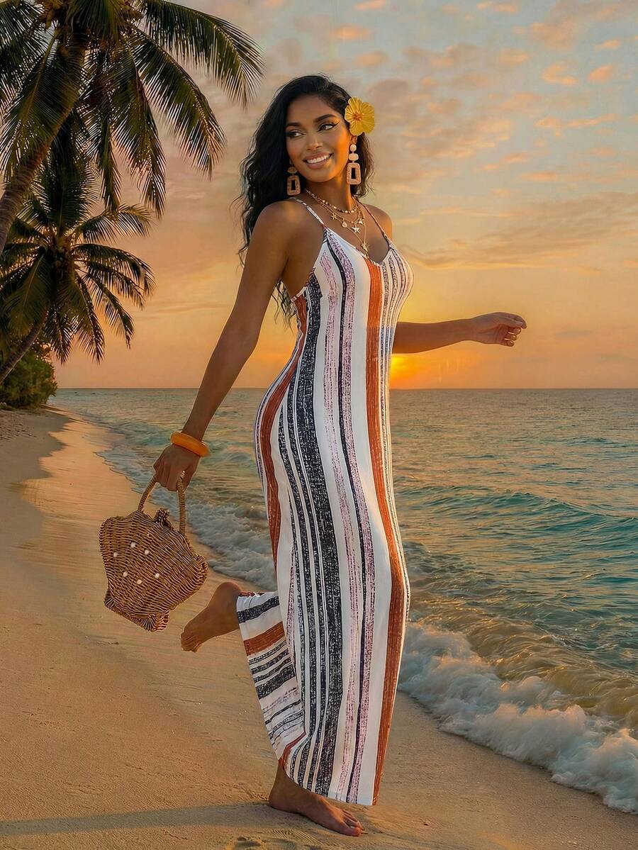 Vestido Maxi Boho de Alças Brisa Boho com Costas Abertas e Bolsos — fotografia 89 | Mar & Pérola