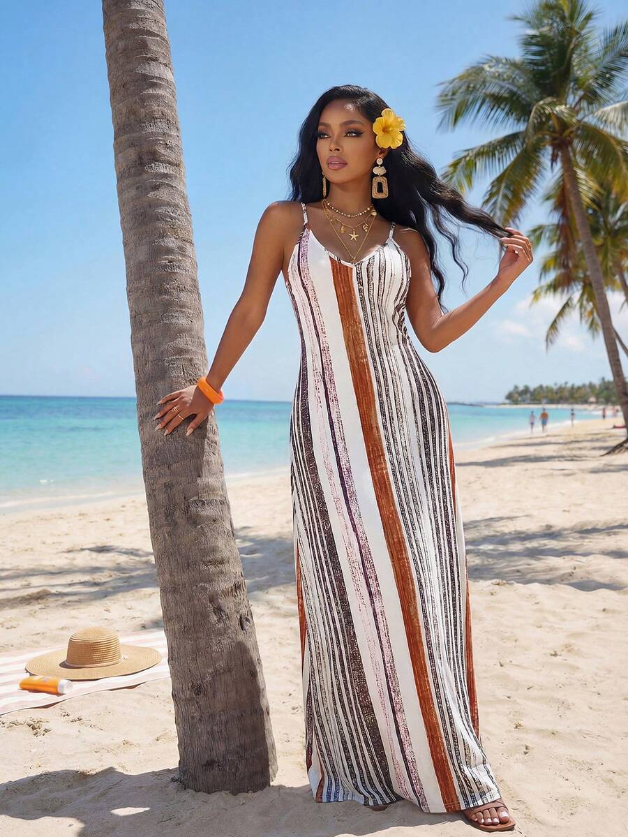 Vestido Maxi Boho de Alças Brisa Boho com Costas Abertas e Bolsos — fotografia 90 | Mar & Pérola
