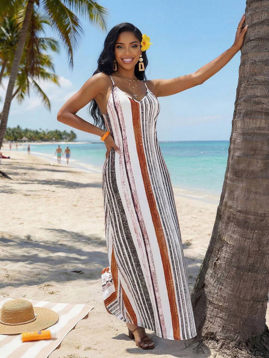 Vestido Maxi Boho de Alças Brisa Boho com Costas Abertas e Bolsos — fotografia 92 | Mar & Pérola
