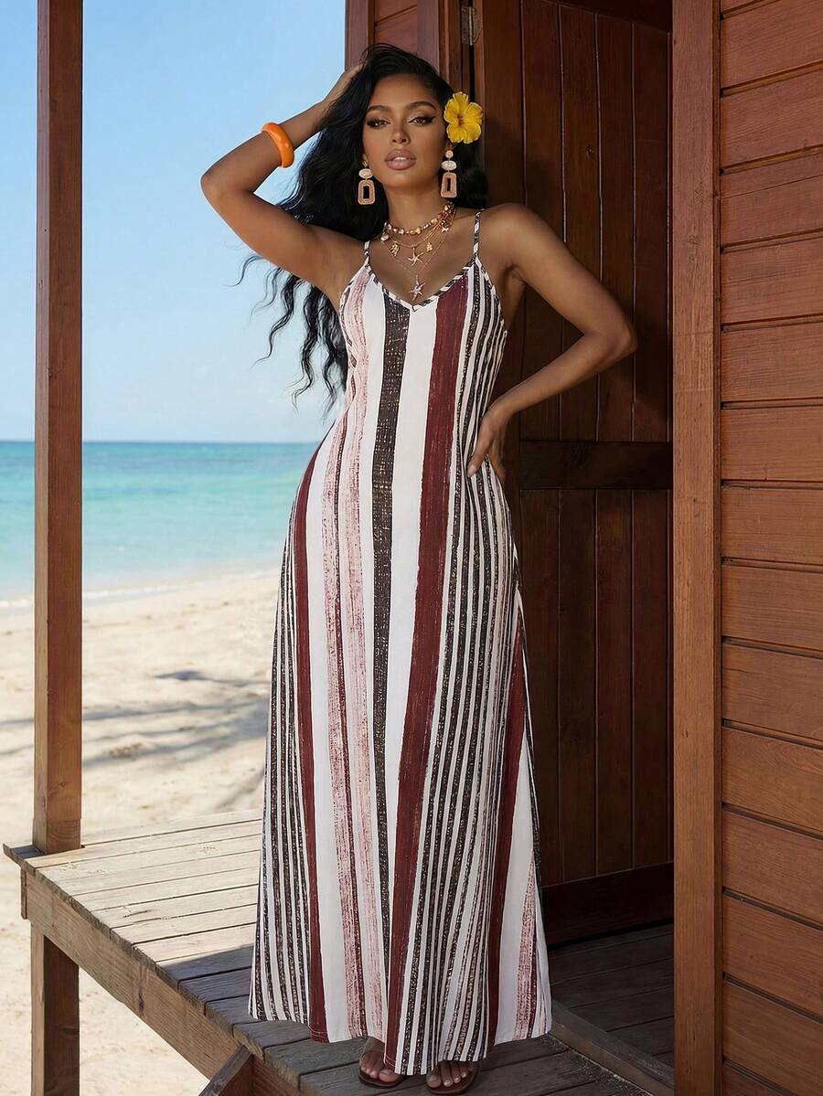 Vestido Maxi Boho de Alças Brisa Boho com Costas Abertas e Bolsos — fotografia 93 | Mar & Pérola
